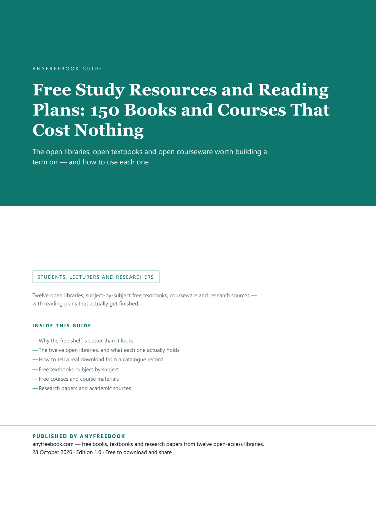Free Study Resources and Reading Plans: 150 Books and Courses That Cost Nothing